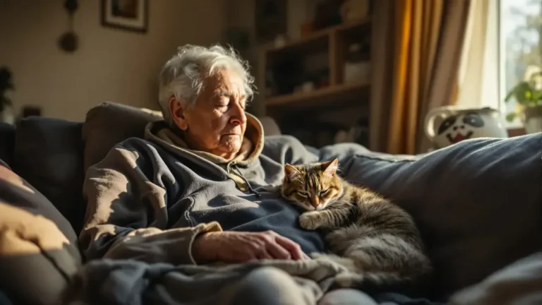 Tato stará kočka se drží mikiny a měsíce ignoruje bolestnou ztrátu svého oblíbeného člověka